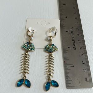 Betsey Johnson drop dangle earrings with jeweled multicolored stones
